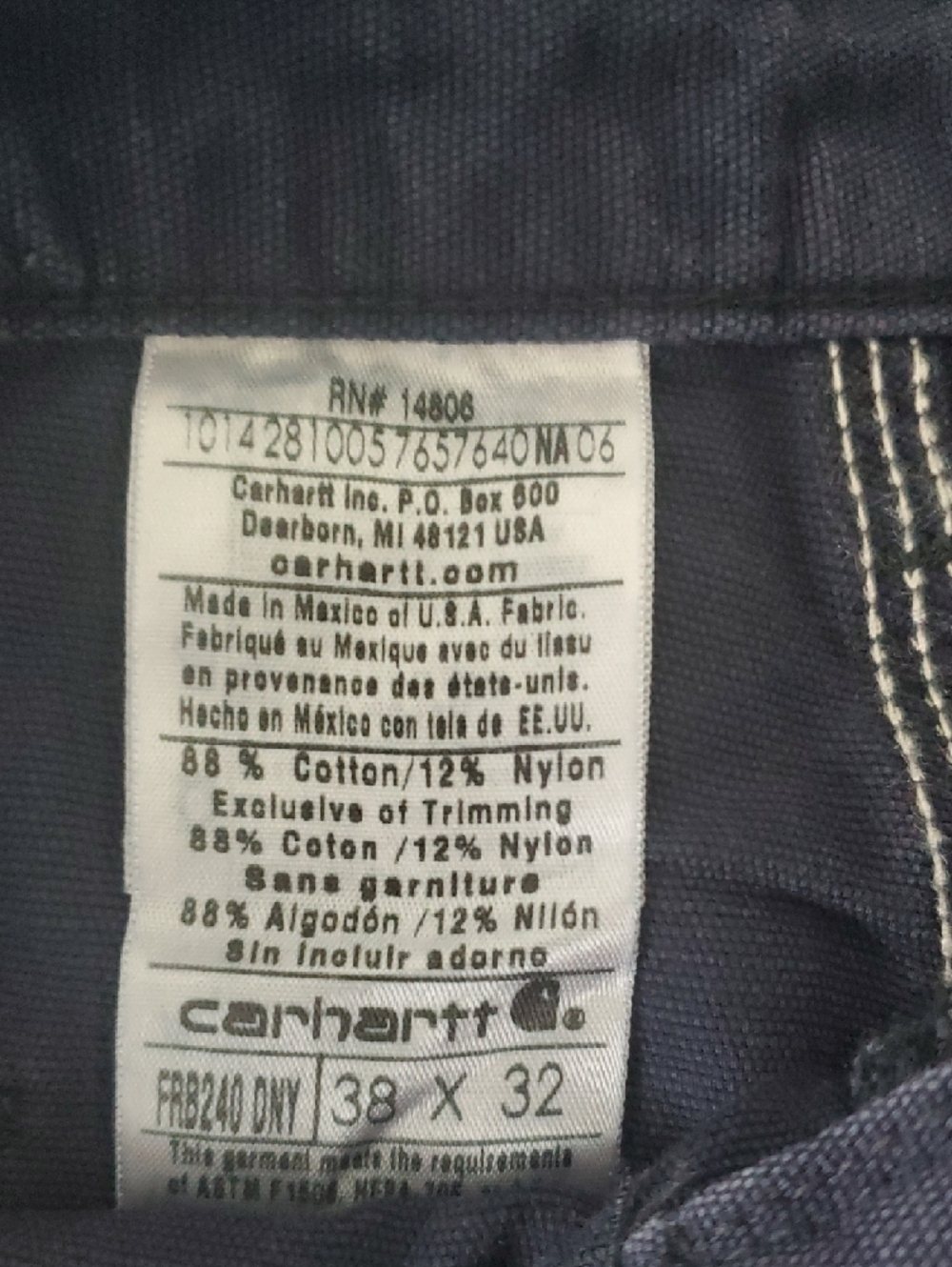 Carhartt Navy Cargo Pants - Picture 3 of 3